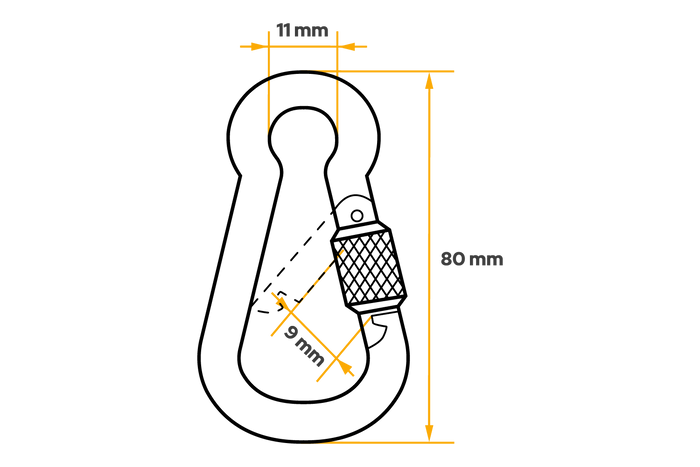 Γάντζος ασφαλείας με ασφάλεια για σχοινιά DROMET KSZ.8.80 πυροσβεστικός γάντζος 8x80mm