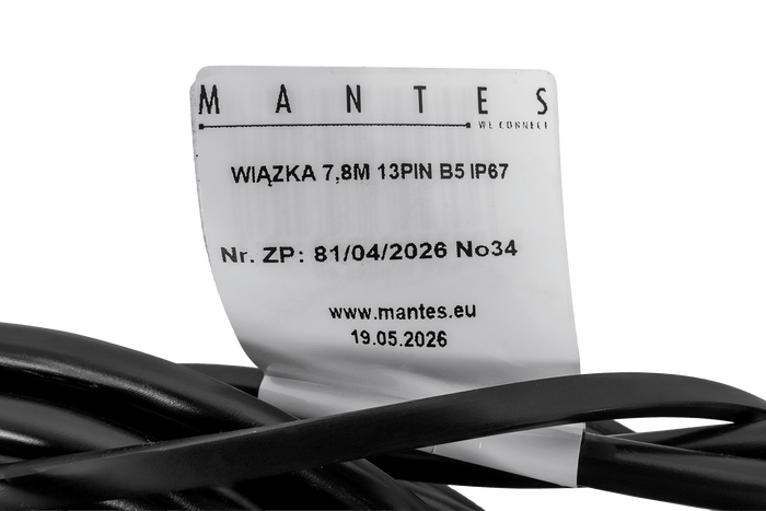 Ηλεκτρική εγκατάσταση MANTES, καλωδίωση ρυμούλκας σκάφους 7,8m, βύσμα 13 ακροδεκτών, ξιφολόγχες 2x5 ακροδεκτών