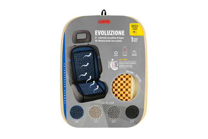 LAMPA Evoluzione μαξιλάρι καθίσματος από ξύλινες χάντρες σε ιβουάρ χρώμα, πατάκι καθίσματος αυτοκινήτου