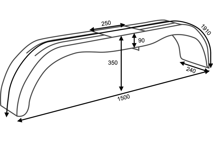 Tandem λασπωτήρας για ρυμουλκούμενο 13-14" DOMAR D20300 επίπεδη καμάρα τροχού 1500/240mm