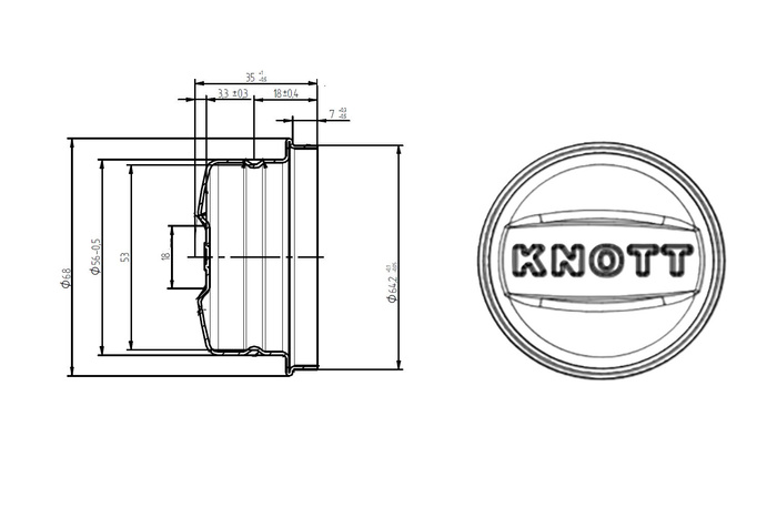 Καπάκι ρουλεμάν πλήμνης KNOTT 64,2 mm για ρυμουλκούμενο