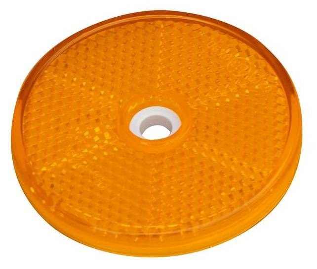 Στρογγυλός ανακλαστήρας fi 60 mm πορτοκαλί με τρύπα