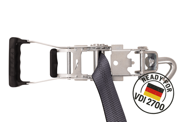 Σετ τεσσάρων ιμάντων μεταφοράς ρυμουλκούμενου HEFFA CARLINE 130, ιμάντες ασφάλισης τροχών 5m/50mm/5t VDI 2700