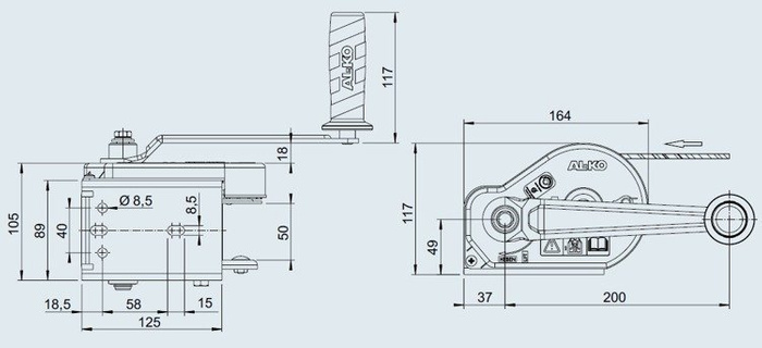 Βαρούλκο χειρός AL-KO τύπου 351 PLUS