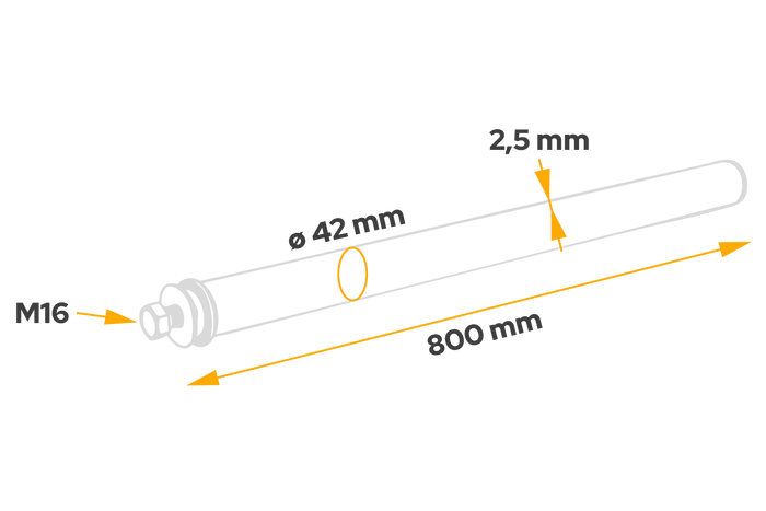 Ευθύς σωλήνας για την τοποθέτηση του φτερού DOMAR DK8022, διάμετρος βάσης 42mm