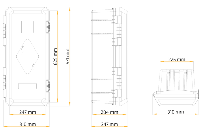 Κουτί πυροσβεστήρα 6kg DAKEN 82020 ADAMANT 671x310x247mm κόκκινο