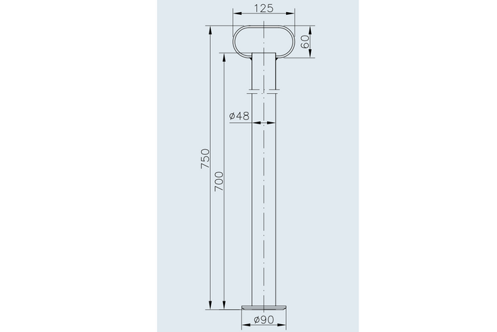 Σταθερή βάση στήριξης WINTERHOFF RSR48-700 για ρυμουλκούμενο πλατφόρμας 150kg 48mm 700mm