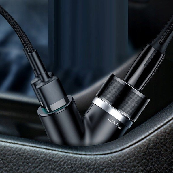 Φορτιστής αυτοκινήτου BASEUS Y Type 2xUSB, Πρίζα Αναπτήρα 40W