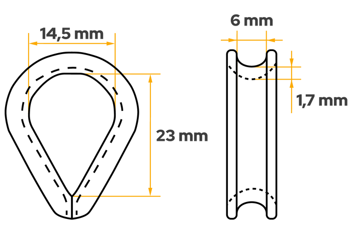 Δακτύλιος σχοινιού DROMET KU.5, ατσάλινος κύλινδρος, 5mm