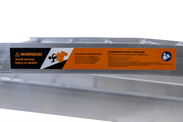 UNITRAILER ALR002 πτυσσόμενη ράμπα αλουμινίου για ρυμουλκούμενο 221cm 340kg με ιμάντα