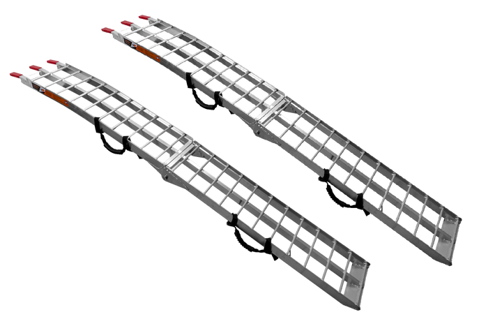 UNITRAILER ALR002 πτυσσόμενες ράμπες αλουμινίου για ρυμουλκούμενα 221cm 680kg με ιμάντα, σετ 2 τεμαχίων