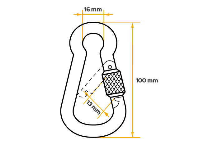 Γάντζος ασφαλείας με ασφάλεια για σχοινιά DROMET KSZ10100 πυροσβεστικός γάντζος 10x100mm