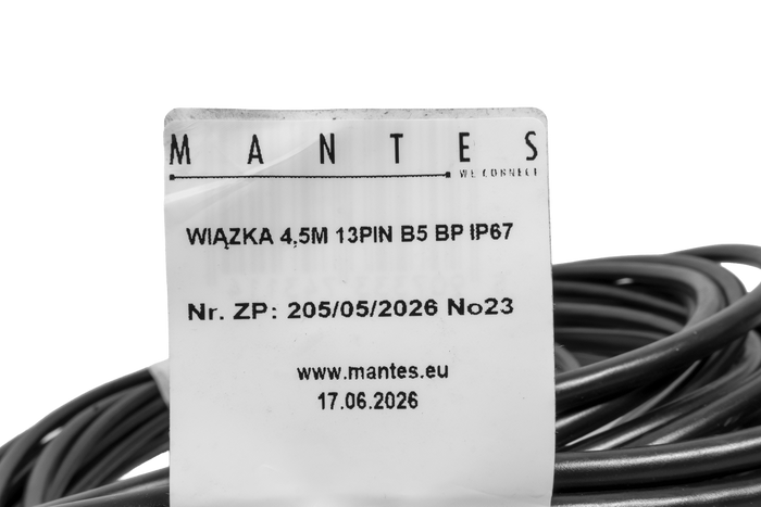 Ηλεκτρική εγκατάσταση MANTES, καλωδίωση ρυμούλκας σκάφους 4,4m, βύσμα 13 ακροδεκτών, ξιφολόγχες 2x5 ακροδεκτών