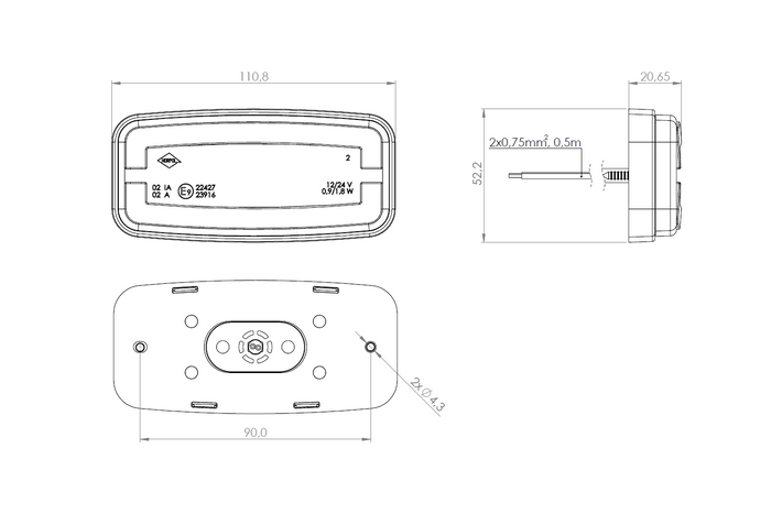 Φανός σήμανσης LED HORPOL LD 2762, πορτοκαλί, γενικής χρήσης