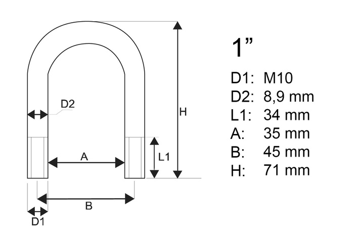 M10 στρογγυλός σφιγκτήρας με παξιμάδια και ροδέλες 35/71