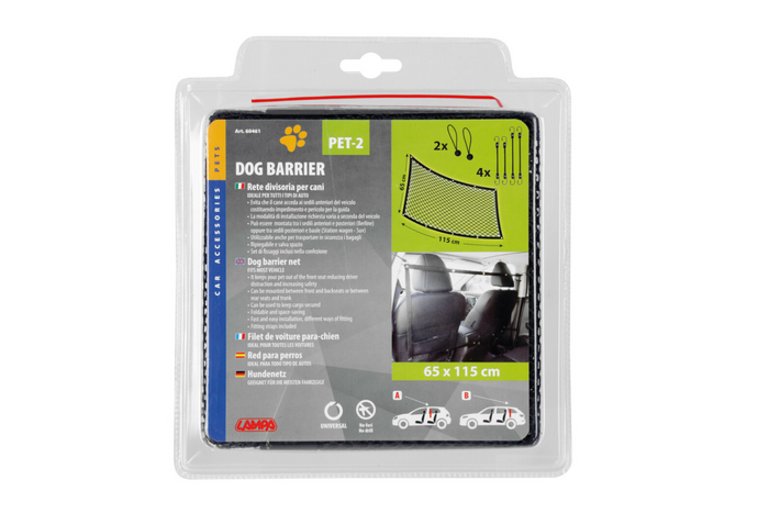 Διαχωριστικό σκύλου LAMPA PET-2 με πλέγμα που στερεώνεται στα μπροστινά καθίσματα 115x65cm