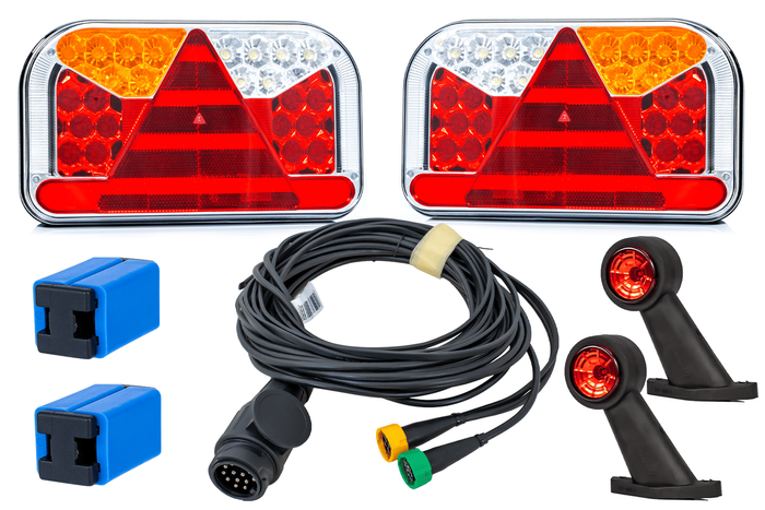 Σετ φώτων: FRISTOM FT-170 LED πίσω φώτα + FRISTOM FT-009 LED πλαϊνά φώτα σήμανσης + MANTES 5,3 m 13-PIN λουρί