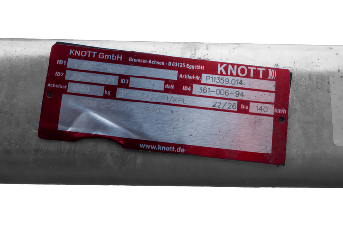 Άξονας φρένου KNOTT P11359.014 VGB13 για ρυμουλκούμενο σκάφους 1350kg 1500mm 2000mm 5x112