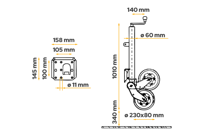 AL-KO 1223638 αυτόματο τιμόνι τζόκεϊ 500kg 60mm