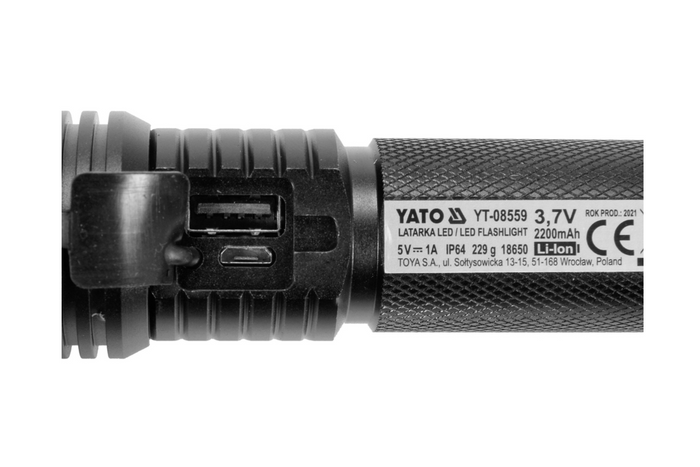 YATO YT-085609 Πολυλειτουργικός φακός LED 900lm, power bank, ανοιχτήρι μπουκαλιών, σφυρί έκτακτης ανάγκης