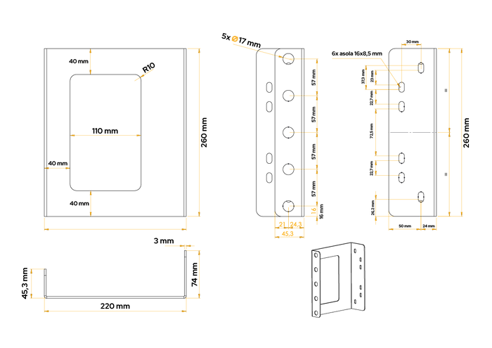 Βάσεις στήριξης για το κουτί πυροσβεστήρα DAKEN 88501 ADAMANT / REGON / STRIKE