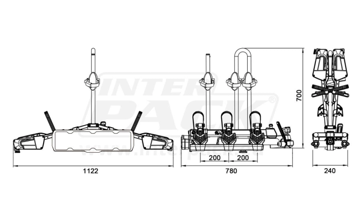 OUTLET Inter Pack New Spider 3 - σχάρα ποδηλάτου με κοτσαδόρο για 3 ποδήλατα