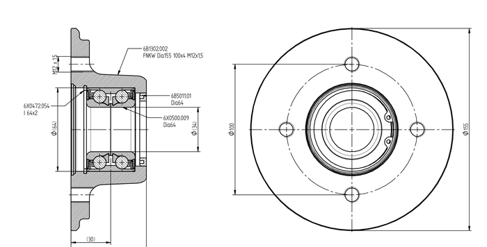 Περιλαμβάνεται πλήμνη με ρουλεμάν KNOTT 100x4