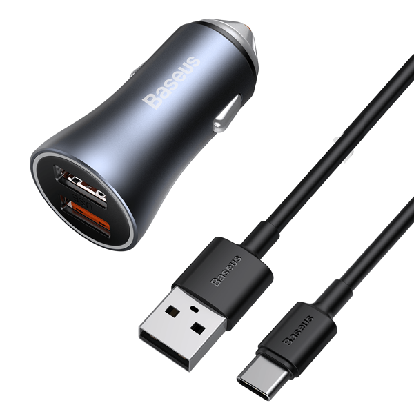 Σετ φορτιστή αυτοκινήτου BASEUS Golden Pro 2xUSB 40W + Καλώδιο USB