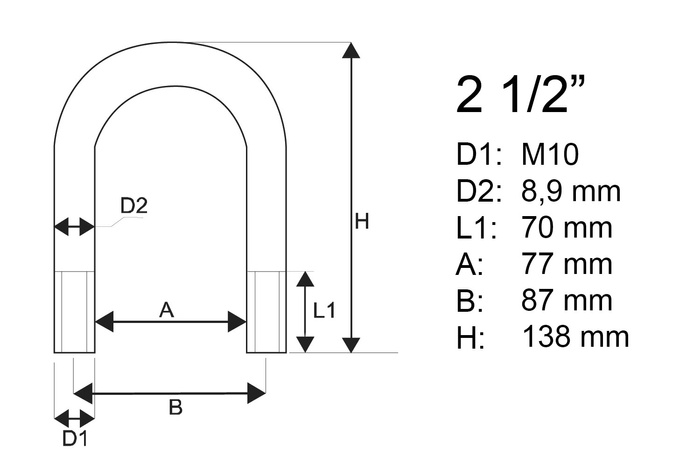 M10 στρογγυλός σφιγκτήρας με παξιμάδια και ροδέλες 77/138