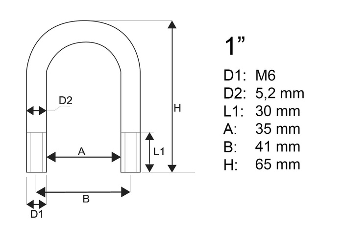 Μ6 στρογγυλός σφιγκτήρας με παξιμάδια και ροδέλες 35/65