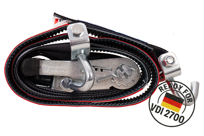 Σετ τεσσάρων ιμάντων μεταφοράς ρυμουλκούμενου HEFFA CARLINE 130, ιμάντες ασφάλισης τροχών 2,8m/50mm/5t VDI 2700