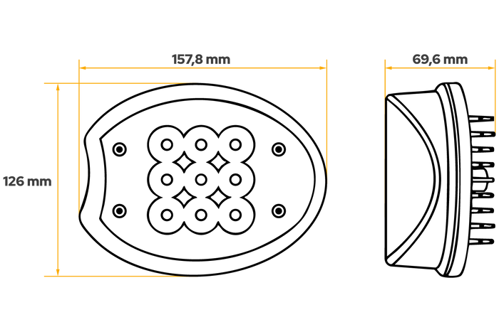 Πλήρες σετ ανακλαστήρων LED για φώτα εργασίας TT Technology TT.13509 9xLED 3600lm για John Deere