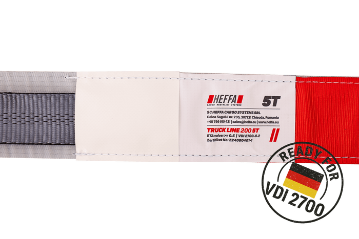 Σετ τεσσάρων ιμάντων μεταφοράς ρυμουλκούμενου HEFFA CARLINE 130, ιμάντες ασφάλισης τροχών 5m/50mm/5t VDI 2700