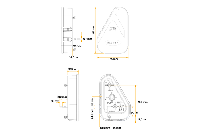 ASPÖCK Earpoint LED πίσω λάμπα 5 λειτουργιών, αριστερά