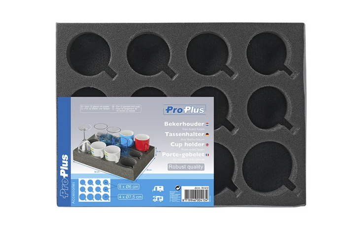 Θήκη ποτηριών και ποτηριών ProPlus 761472 Camper, σκληρού αφρού, χωράει 12 ποτήρια