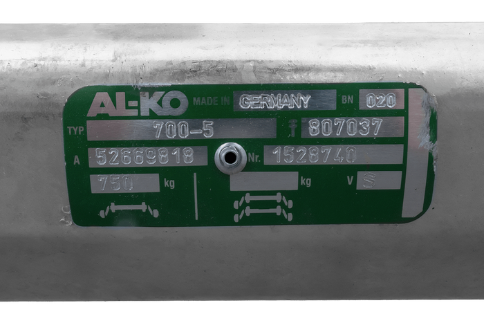 Άξονας χωρίς φρένα AL-KO OPTIMA για ρυμουλκούμενο 750kg 1285mm 1620mm 4x100