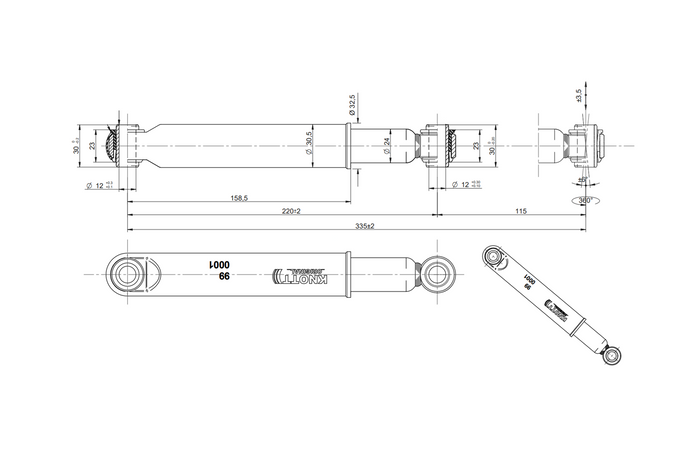 Αμορτισέρ KNOTT για άξονες ρυμουλκούμενου 750-1800kg για μονούς και διπλούς άξονες