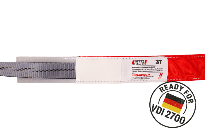 Ιμάντας μεταφοράς ρυμούλκησης HEFFA CARLINE 130, ιμάντας ασφάλισης τροχού 2,8m/35mm/3t VDI 2700