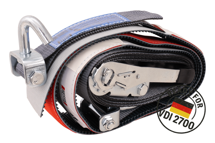 Σετ τεσσάρων ιμάντων μεταφοράς ρυμουλκούμενου HEFFA CARLINE 130, ιμάντες ασφάλισης τροχών 5m/50mm/5t VDI 2700