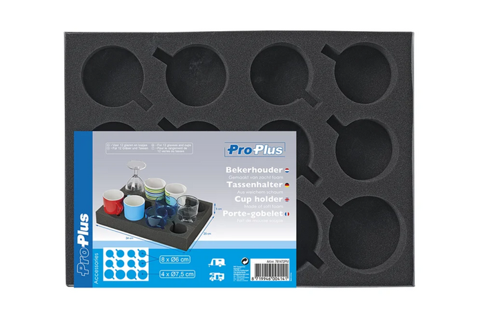 ProPlus 761472PM Θήκη για ποτήρια και ποτήρια Camper, μαλακό αφρώδες υλικό, χωράει 12 ποτήρια