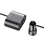 Φορτιστής αυτοκινήτου BASEUS υψηλής απόδοσης 2x USB + 2x πρίζα αναπτήρα 80W