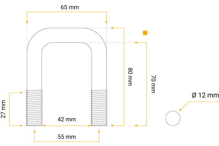Τετράγωνο U-bolt M12 70/42/70