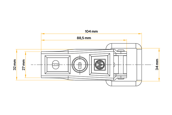 Σετ δύο πλευρικών αγκίστρων ρυμουλκούμενου WINTERHOFF BVS 60-1 για κλείδωμα της πλευράς του ρυμουλκούμενου με κλειδί