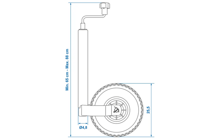 Τροχός jockey ProPlus 341507 150kg 48mm 650-880mm