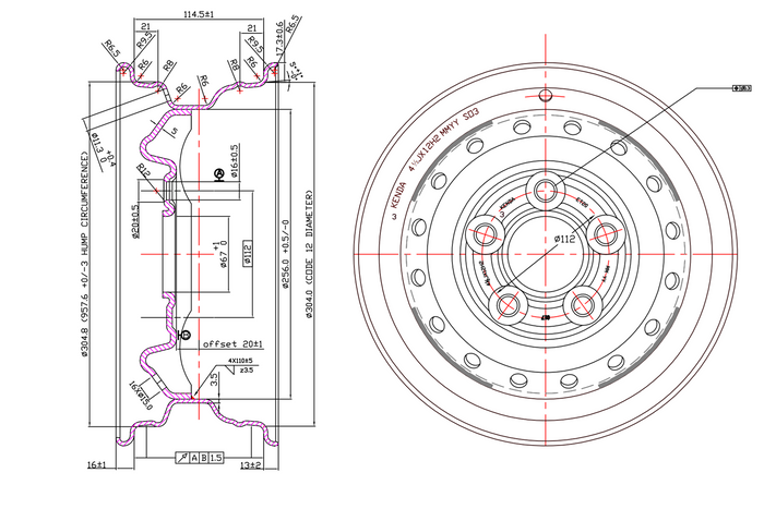 Ενισχυμένος τροχός για τρέιλερ TIRE KENDA 155/70 R12C 104/102N KENDA RIM 4.5Jx12"H2 5x112 ET:20