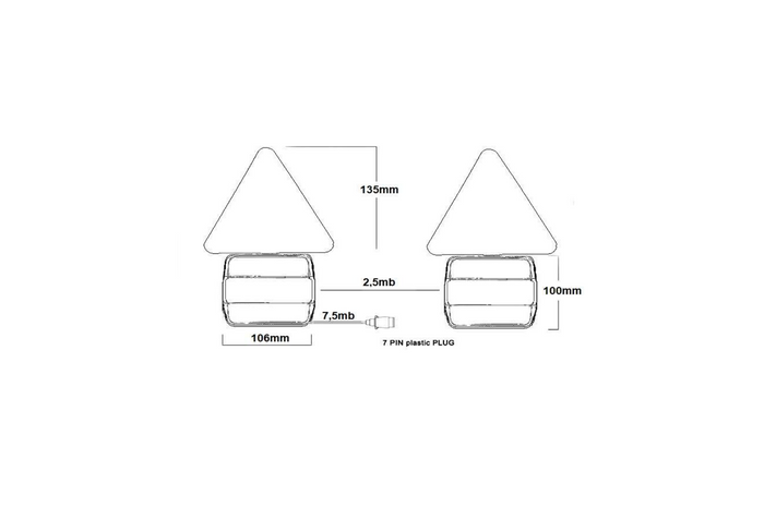 Πίσω φώτα KAMAR L1070-Z 4 λειτουργιών αριστερά + δεξιά με μαγνήτη