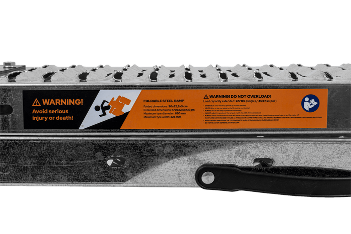 UNITRAILER ALR004 πτυσσόμενη ράμπα χάλυβα drive-on για ρυμουλκούμενο 170cm 227kg