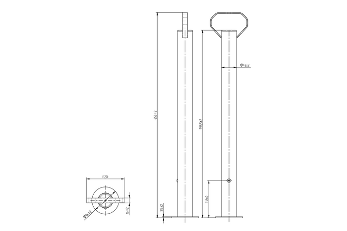 Σταθερή βάση στήριξης KNOTT KK12581 για ρυμουλκούμενο 150kg 48mm 600mm