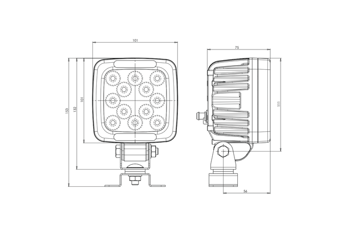 Λάμπα εργασίας LED ανακλαστήρας WAŚ W144/70 1206 12xLED 4000lm