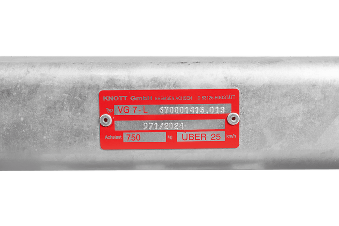 KNOTT VG7-L άξονας χωρίς φρένο για ρυμουλκούμενο 750kg 1070mm 1370mm 4x100